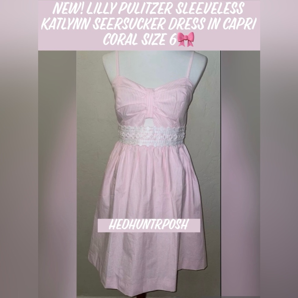 🎉HP🎉New! Lilly Pulitzer Sleeveless Seersucker Dress In Capri Coral Size 6🎀